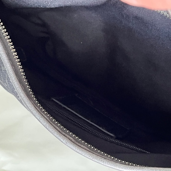 Vintage Y2K Small Coach Black Jacquard Signature Lurex Hobo Bag Python Strap - Picture 3 of 13